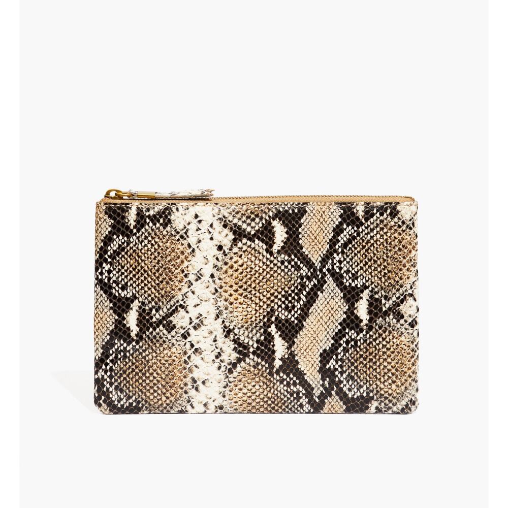 New Madewell The Leather Pouch Clutch: Snake Embossed Edition in Moonstone Multi